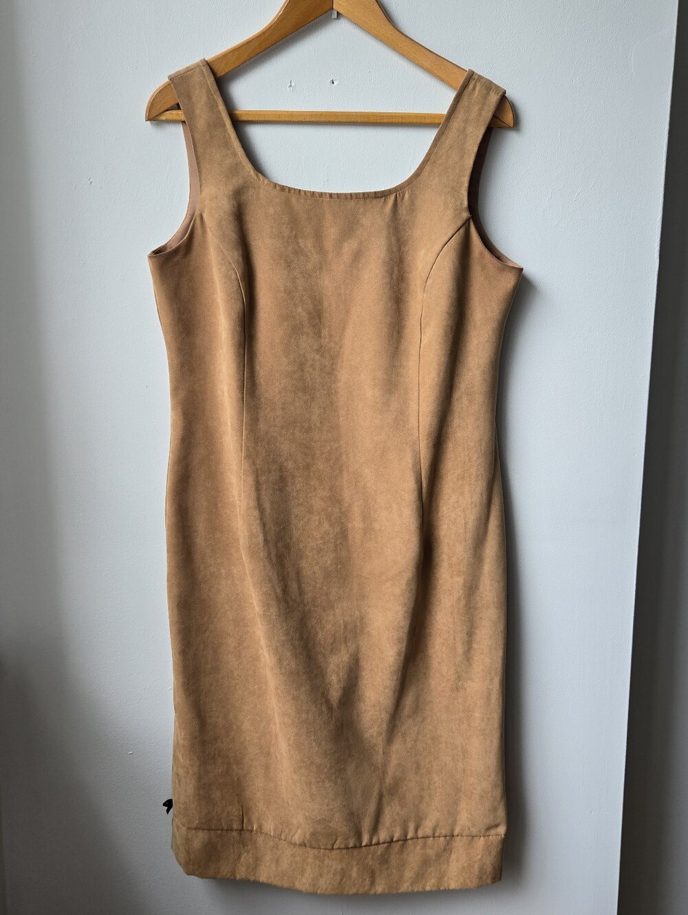 Classic Camel Suede Sheath Dress Linea Domani Size 12